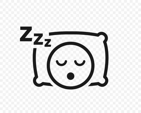 Sleep vector icon. Sleeping person on pillow symbol isolated on transparent background. Vectorのイラスト素材