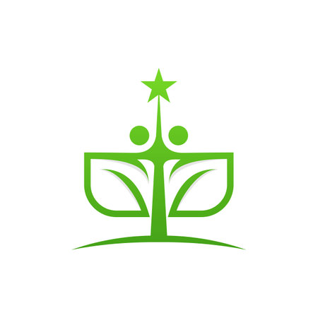 Human Leaf Star Logo Designのイラスト素材