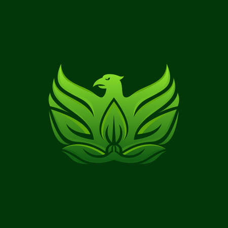 Eagle Nature Leaf Vector Logo Designのイラスト素材