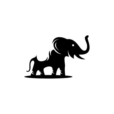 Elephant Black Color Vector Logo Designのイラスト素材