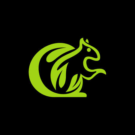 Squirrel Nature Leaf Logo Designのイラスト素材