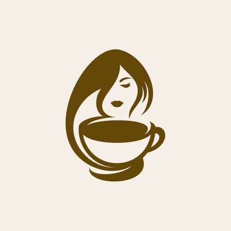 Woman Coffee Vector Logo Designのイラスト素材