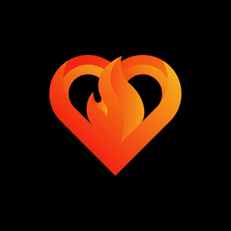 Love Fire Gradient Color Logo Designのイラスト素材