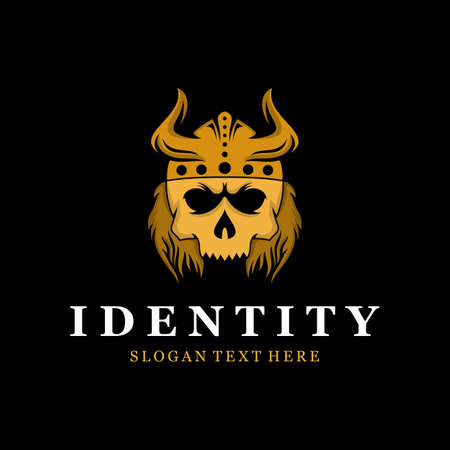 Skull Viking Vector Logo Designのイラスト素材