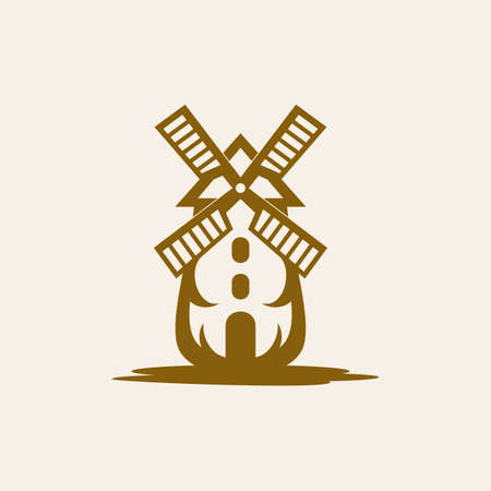 Windmill Vintage Vector Logo Designのイラスト素材
