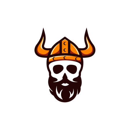 Skull Beard Viking Vector Logo Designのイラスト素材