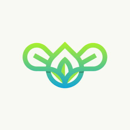 Drop Nature Leaf Outline Logo Designのイラスト素材