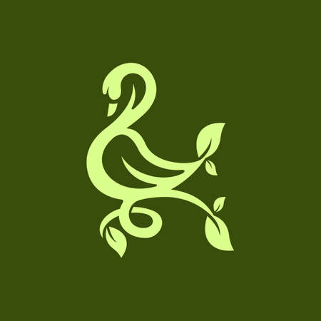 Swan Nature Leaf Vector Logo Designのイラスト素材
