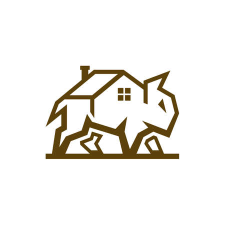 Animal Bison Home Logo Designのイラスト素材