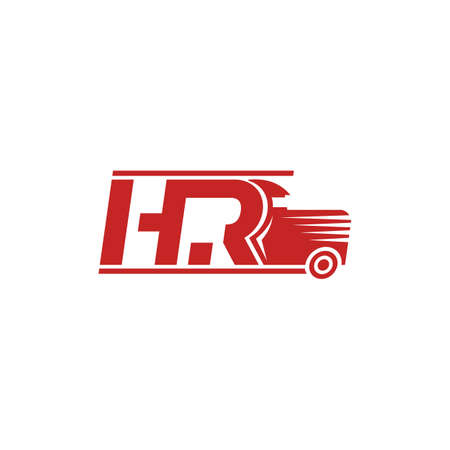 Letter HR Truck Logistic Logo Designのイラスト素材