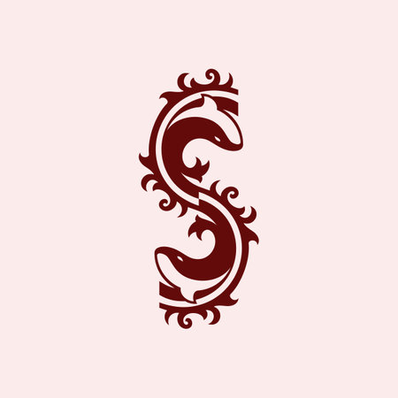 Letter S Whale Ornament Logo Designのイラスト素材