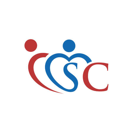 Letter SC Love Family Logo Designのイラスト素材