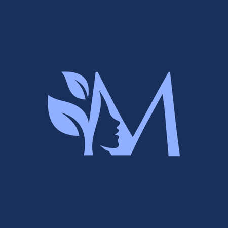 Letter M Beauty Leaf Logo Designのイラスト素材