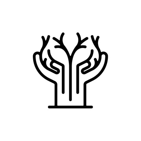 Hand Tree Minimalist Logo Designのイラスト素材