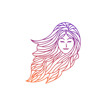 Woman Hair Line Logo Designのイラスト素材