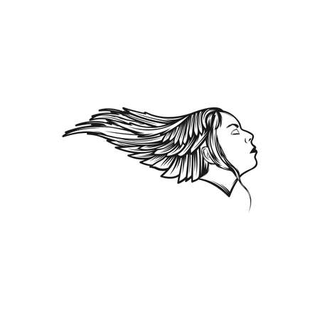 Woman Beauty Feather Vector Designのイラスト素材