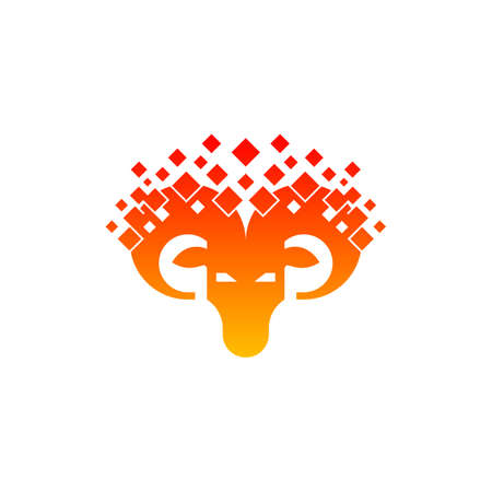 Animal Ram Pixel Logo Designのイラスト素材