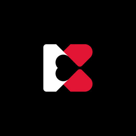 Letter K Love Romance Logo Designのイラスト素材