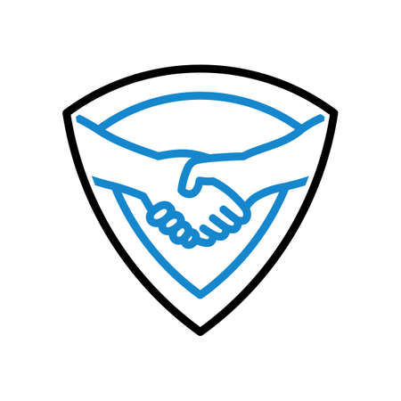 Handshake Shield Line Logo Designのイラスト素材