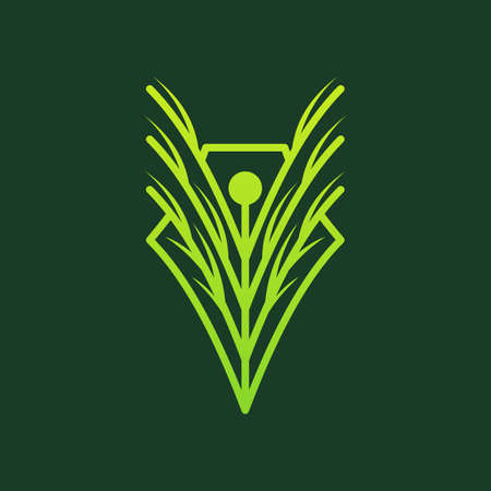 Pen Grass Nature Creative Logo Designのイラスト素材