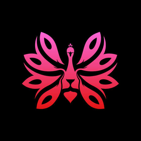 Lion Peacock Gradient Creative Designのイラスト素材