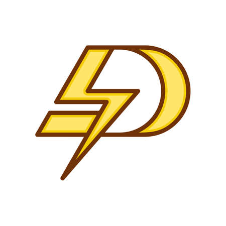Letter D Thunder Outline Logo Designのイラスト素材