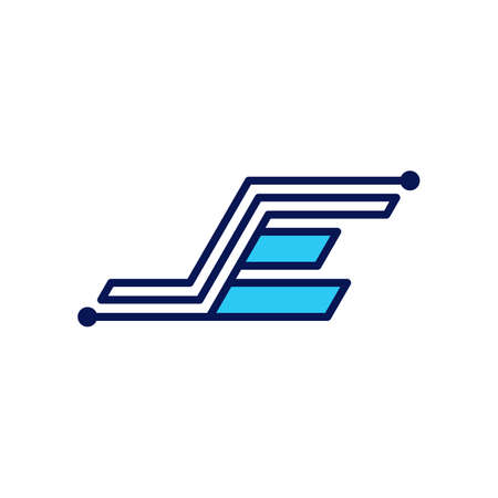 Letter E Technology Line Logo Designのイラスト素材