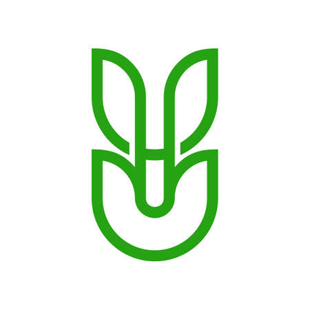 Letter U Leaf Business Logo Designのイラスト素材