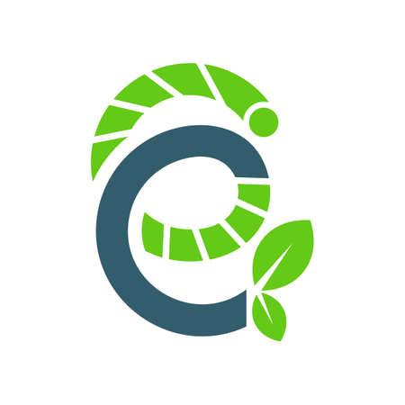 Letter EG Worm Leaf Logo Designのイラスト素材