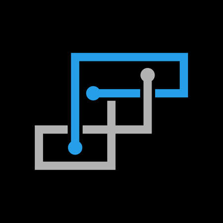 Letter F Circuit Line Logo Designのイラスト素材