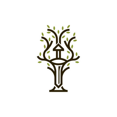 Deer Sword Line Creative Logo Designのイラスト素材