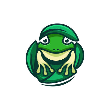 Nature Frog Leaf Logo Designのイラスト素材