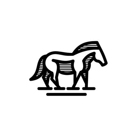 Horse Simple Line Logo Designのイラスト素材