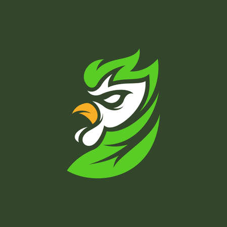 Rooster Nature Leaf Logo Designのイラスト素材