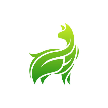 Llama Nature Leaf Logo Designのイラスト素材