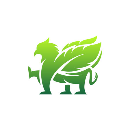 Animal Griffin Leaf Logo Designのイラスト素材