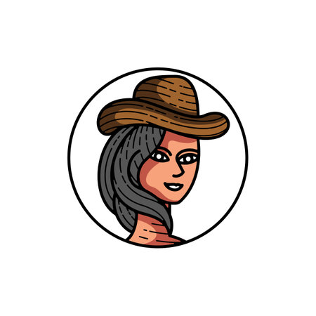 Woman Cowboy Illustration Vector Designのイラスト素材
