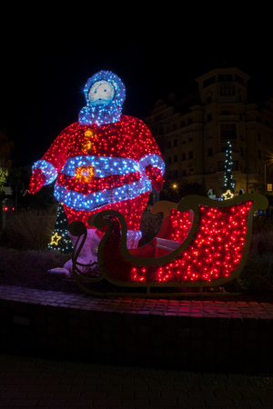 Christmas light decoration and adornment on the streetsの写真素材