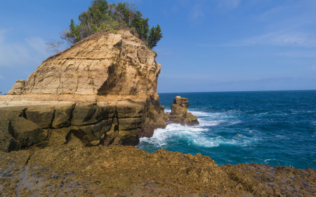 beautiful beach and blue skyの写真素材