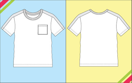 BOYS REGULAR SHORT SLEEVE TECHNICAL FASHION FLAT SKETCHのイラスト素材