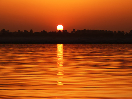Sunrise at the Ganga, Benaras, 2014の写真素材