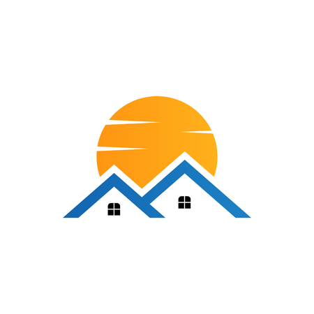 Sunny real estate icon illustration on white background.のイラスト素材