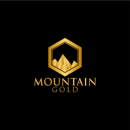 Gold mountain logo design templateのイラスト素材