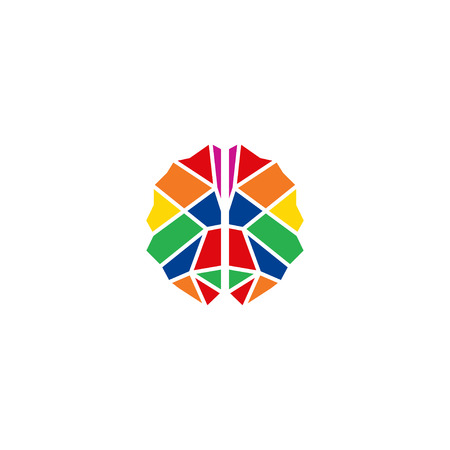Illustration of colorful brain logo design templateのイラスト素材