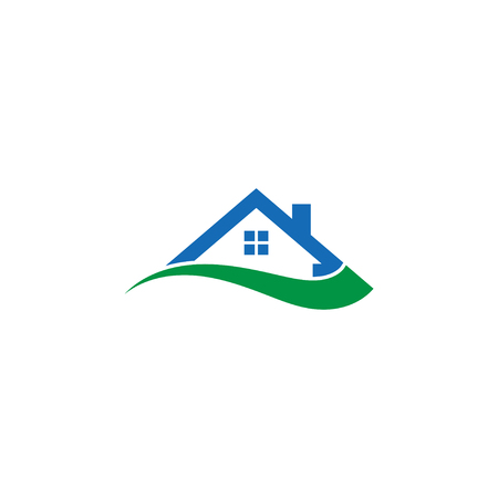 Illustration of house and swoosh abstract logo design concept template vectorのイラスト素材