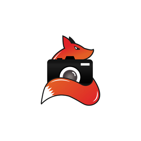 Fox camera photography logo design template vectorのイラスト素材
