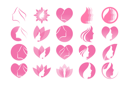 Spa aesthetic girl logo design template vectorのイラスト素材