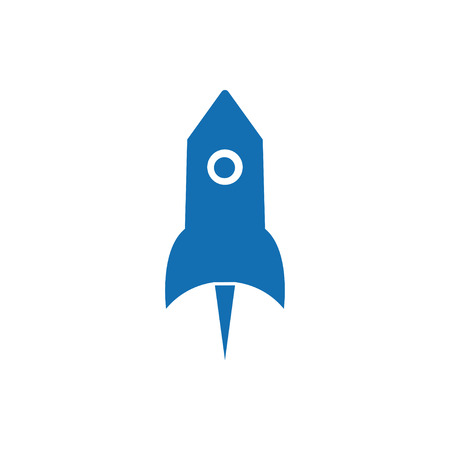 Illustration of blue rocket launching template vectorのイラスト素材