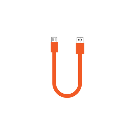 Letter U USB cable with orange color template vector