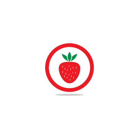 Red strawberry fruit logo icon template vectorのイラスト素材